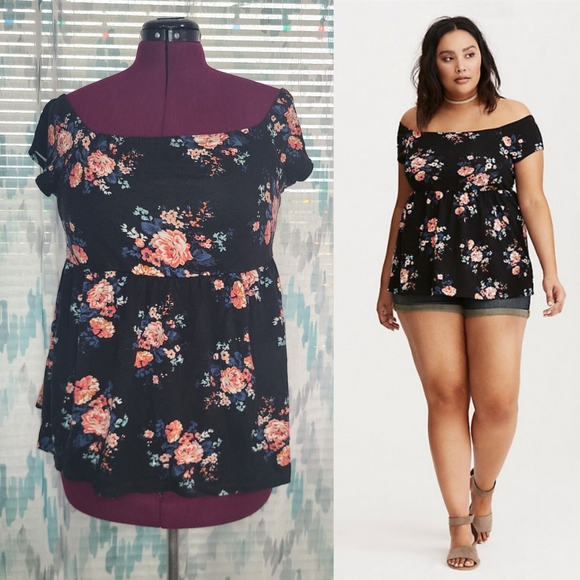 Torrid - Off shoulder babydoll top - Picture 1 of 7